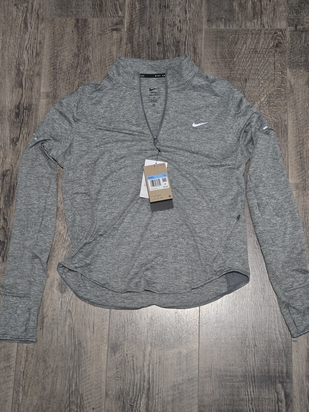 Nike Women’s Heather Grey Long Sleeve Dri-FIT Pullover